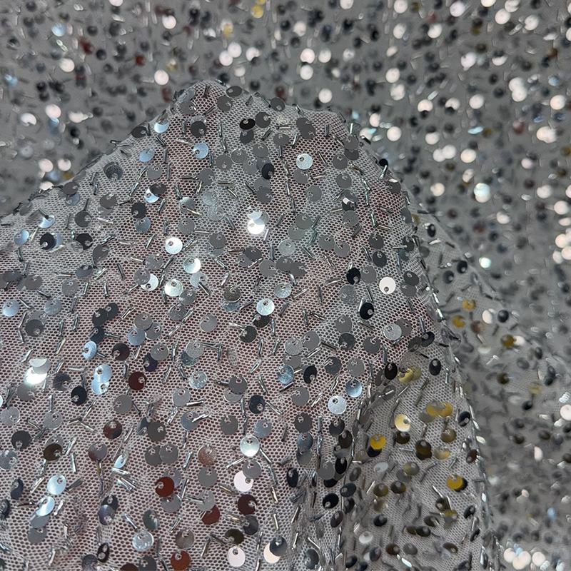 Exquisite Sequins Fabric with Shiny Sequins Embroidered for DIY Sewing Weding Party Dress Decoration Handmade DIY Designerfabric