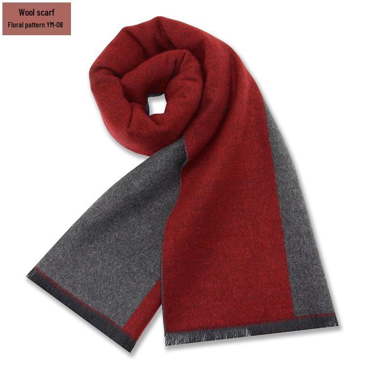 Męski szalik zimowy w czystą szarość w kratę, mieszanka wełny - gruby i ciepły