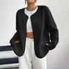 Women's Fashion Casual Plus Size Long Sleeve Solid Color Fleece Jacket
