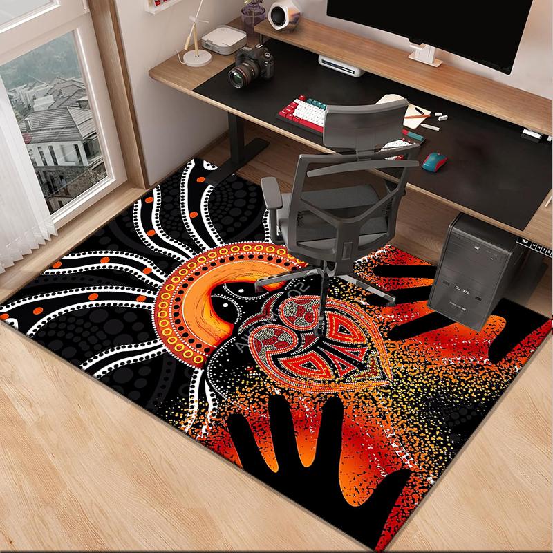 Australian Aboriginal Style Office Rug Chair Mat, Entryway Carpet, Suitable for Front Door, Bedroom, Living Room, Desk, Holiday Gift