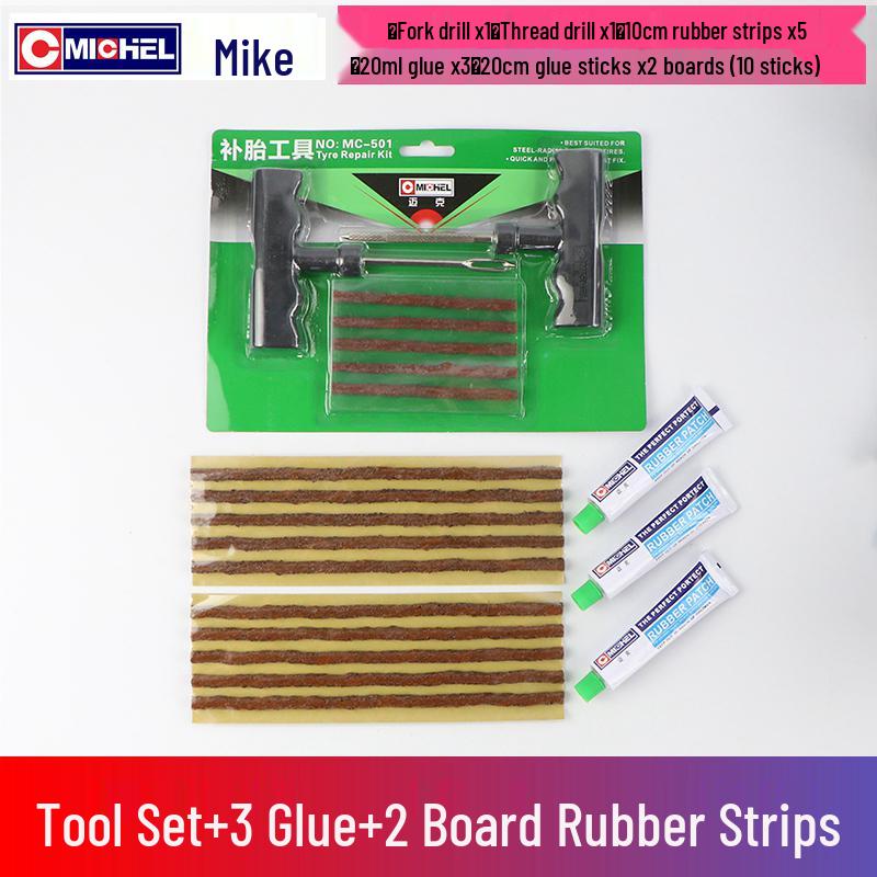 Motorcycle & Electric Vehicle Emergency Tire Repair Kit with Quick Glue & Rubber Strips