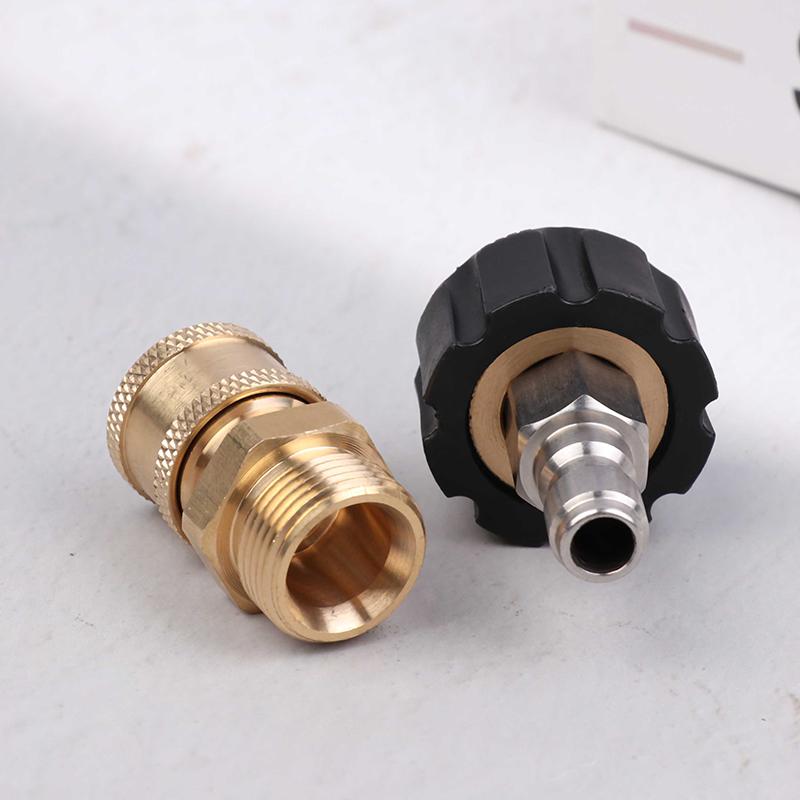 High Pressure Stainless Steel Washer Adapter Set Quick Connect Kit M22 14Mm/15Mm To 3/8 Inch Metric Fittings