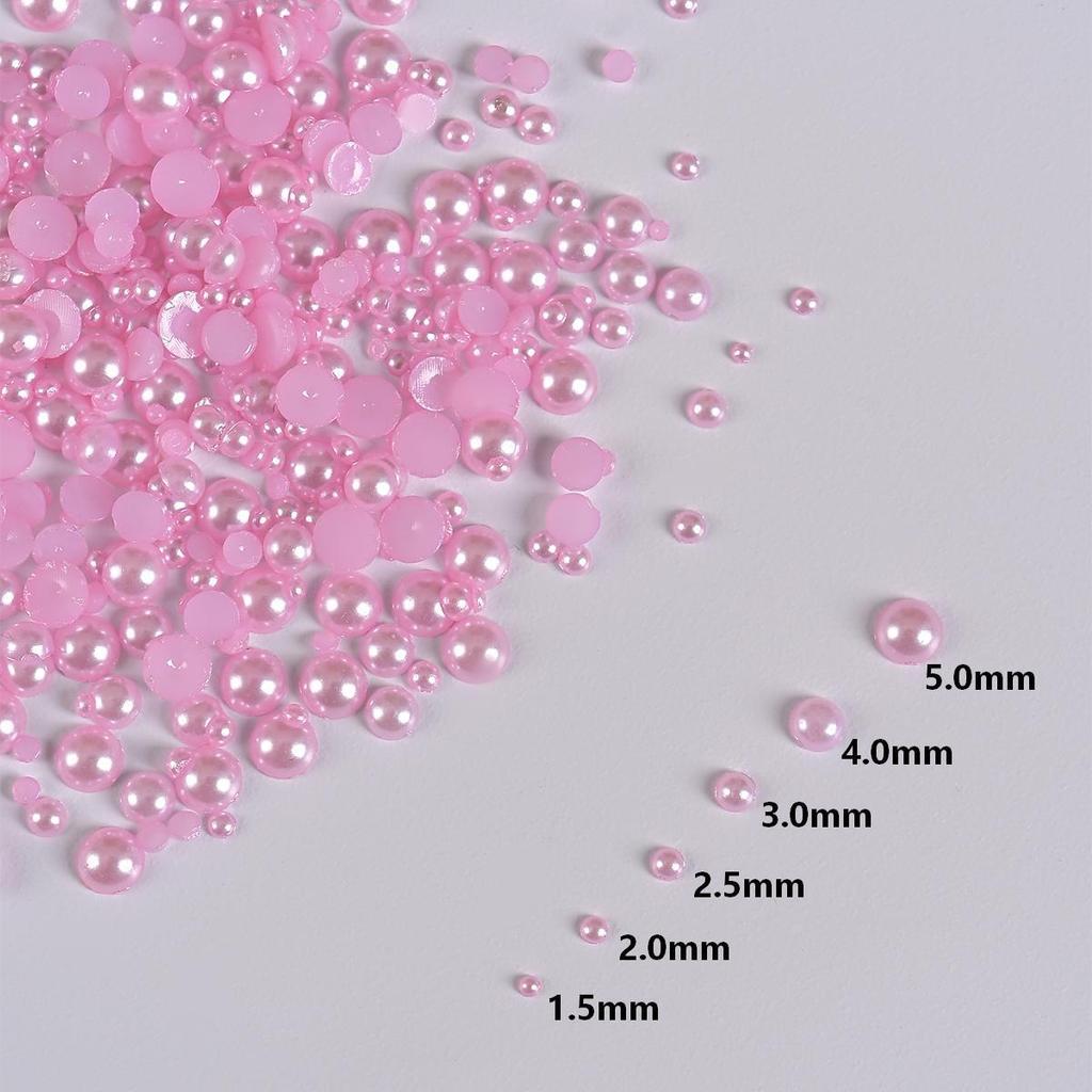2-3mm Half-round Resin Nail Decor: Flat-round Pearls, 3D Transparent Bubbles, Mermaid Beads, Teardrops, Dewdrops