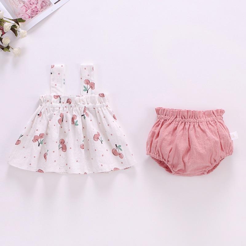 Baby Summer Skirt Bag Fart-wrapped Pants Suit Baby Floral Suspender Skirt Shorts Two-piece Sets