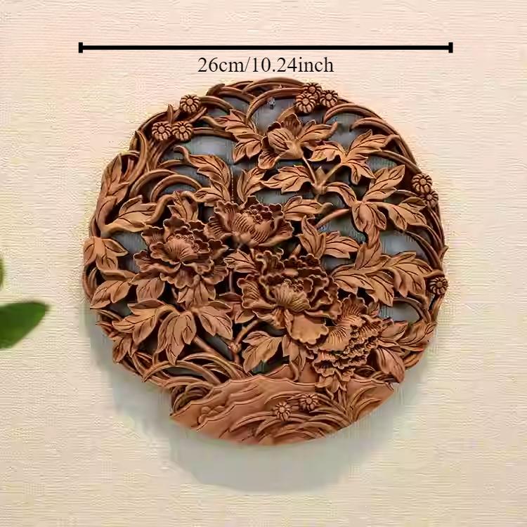 1pc Chinese Woodcarving Ornaments Solid Wood Carving Crafts Living Room Wall Decoration Home Accessories Wall Decorations