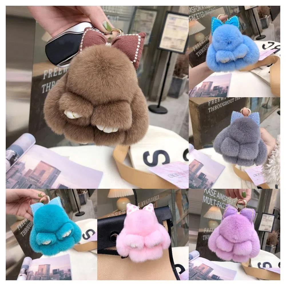 

Пушистый кролик куклы брелок бант плюшевый кролик брелок милый кролик мех брелок ювелирные изделия подарки светло-фиолетовый