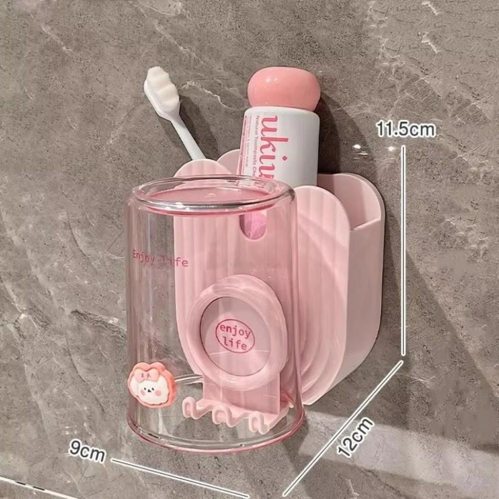 Punch-Free Toothbrush Holder Plastic Toothbrush Cup Set Gargle Cup Storage Rack  Bathroom Accessery