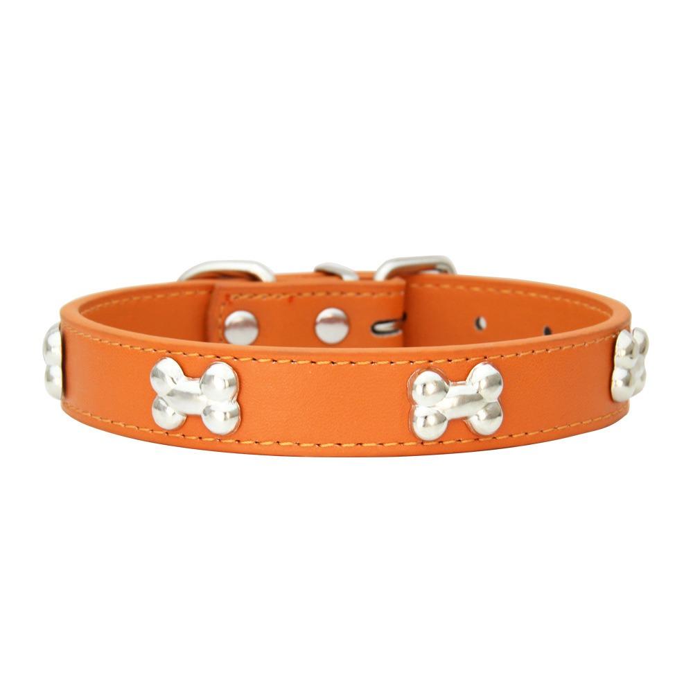 Leather Dog Collar Dog Choker Puppy Neck Small Dog Collar Cat Accessories Bone Leather Durable Pet Collars GXQ13