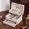 Minimalist High-end Jewelry Storage Box Pu Multi-layer Multi-function Large-capacity Jewelry Box with Mirror and Lock