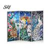 Colorful Folding Screen Mini Decorative Stained Glass Effect 3 Panel Divider Acrylic Desktop Office Desk Decoration Ornament for Home Living