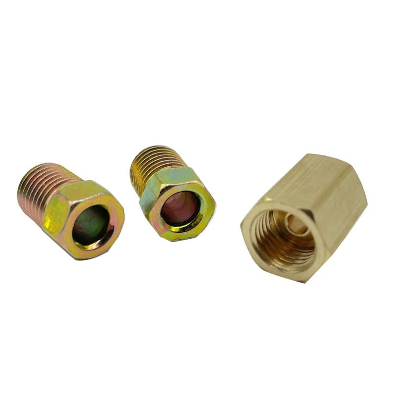 4/8/20 Sets Brake Line Connector 3/8-24 Threaded Brake Line Fittings & Brass Unions Nuts Adapter For 3/16" Brake Tube Pipe