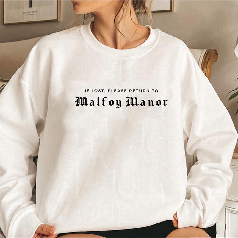 Толстовка с книгой Malfoy Manor, кофты с изображением Малфоя, школьная толстовка с капюшоном, темная академическая одежда, пуловеры унисекс с длинными рукавами, топы S белый