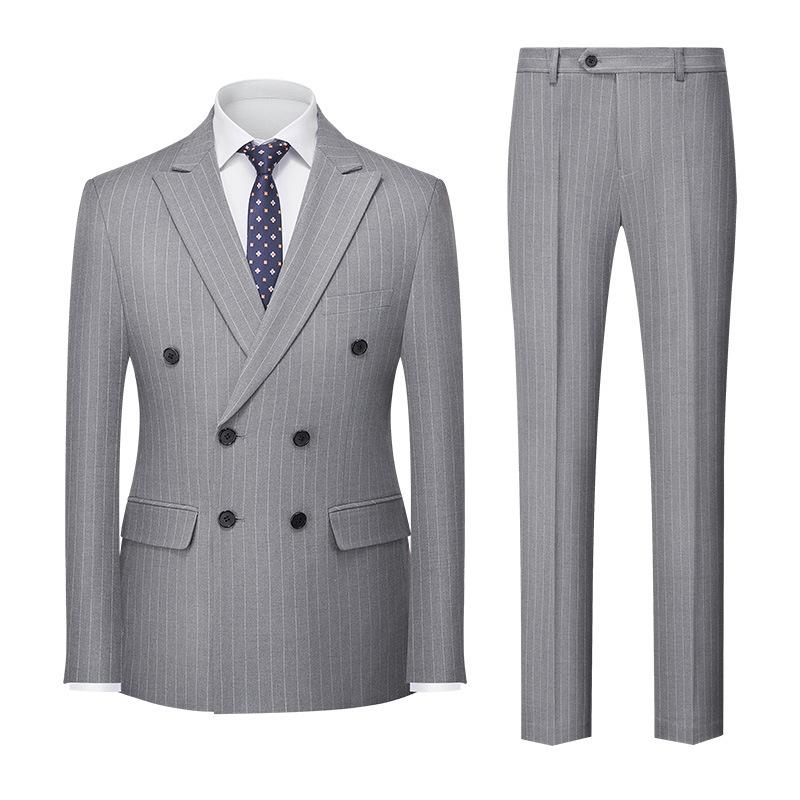 

MAGLESON 3 Piece Set Stripe Print Men s Clothing Stylish Formal Suit Men Suit Business Office Wedding Suit Jacket+Pants+Vest Suits & Blazers XXXXXXL світло-сірого кольору