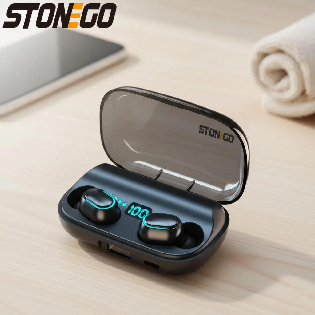 Bluetooth 50 True Wireless Stereo Earphones Noise Cancelling Touch Control Sport Headset with Digital Display