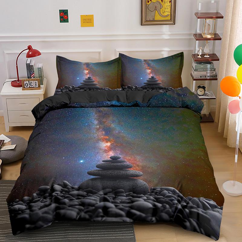 Housse de Couette Zen Stone Bambou Vert Ensemble de Literie Imprimé Nature Eau Queen King Size Housses de Couette Décoratives Textile de Maison