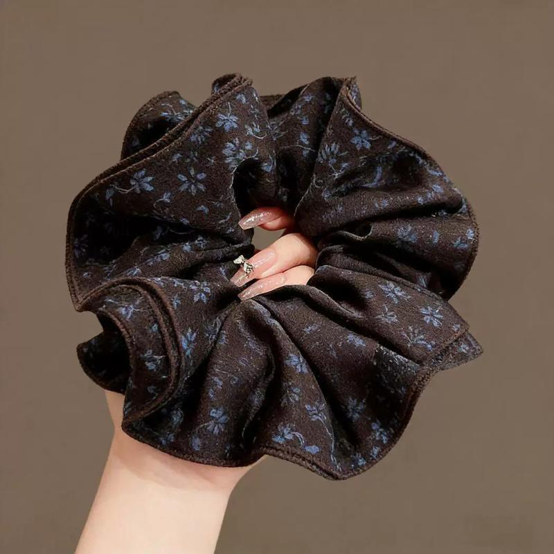 Elegant Top Grade Print Chiffon Large Intestine Scrunchie For Women Hair Tie Hair Band Hair Ring Fashion Hair Accessories