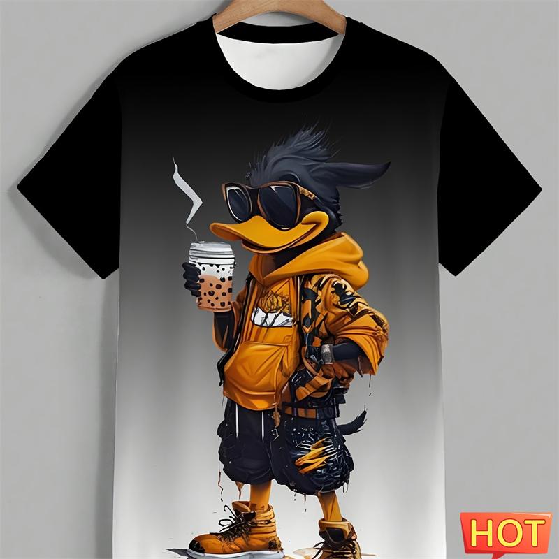 Trendy Duck Graphic T Shirts For Men Fashion Streetwear Short Sleeve 3D Printed Hip Hop T-shirts Cool Oversized Crew Neck Tees S