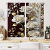 White Rose Gold Leaf Curtains Hd Print Pocket Rod Top Living Room Bedroom Study Polyester Decor Sheer Made Of Great Window Treatment