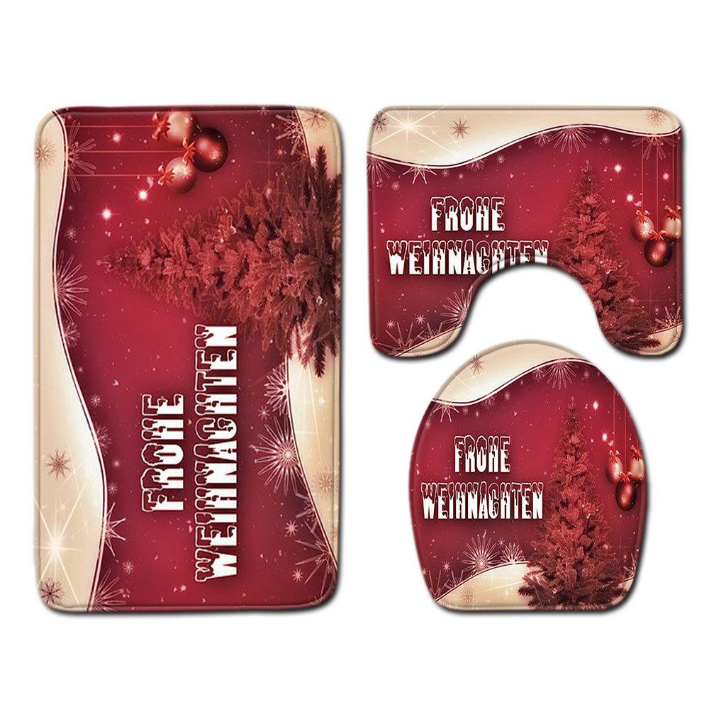 

Christmas Bathroom Floor Mat Toilet Three-Piece Set 45cmx75cm