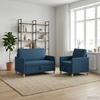 2 Piece Storage Sofa Set Blue Polyester