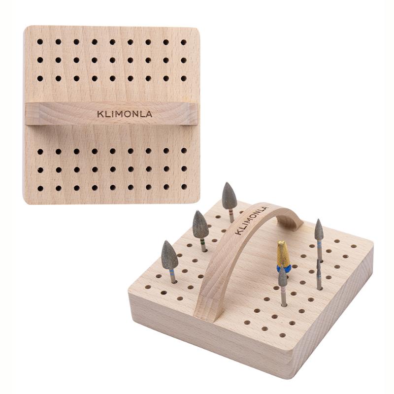 54 Slots Wooden Nail Drill Bit Storage Holder With Handle Multifunction Nail Salon Grinding Head Display Stand Accessories