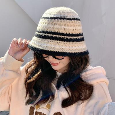 Nouveau Style Automne et Hiver Petit Chapeau en Laine Tricoté Chaud et Froid Polyvalent Chapeau Bob Grande Tête