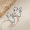 1 Pair of Personalized and Versatile Hollow Bow Copper Ear Buckles with Circular Women's Earrings