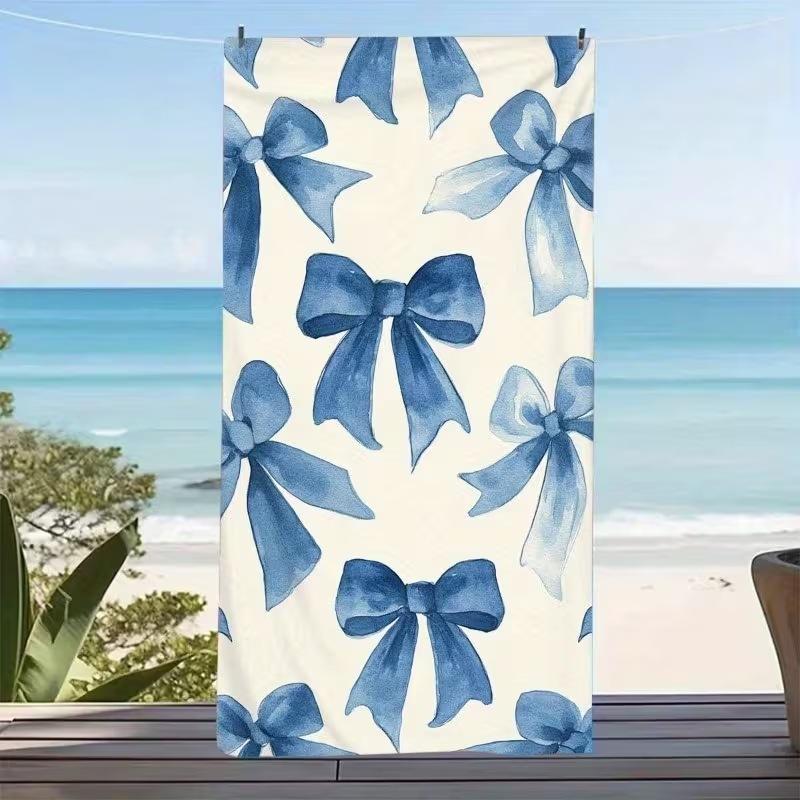 Pink Beach Towel Cute Bow Rectangular Children'S Bath Towel Quick-Drying Sports Towel Shawl