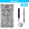 25Sets Metal Snaps Button Snap Fasteners Press Studs With 4 Installation Tools Kit For Clothes Garment Bags Shoes Leathercraft