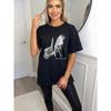 Oversized T-Shirt Black Hands With Rings And Long Nails Rock The World Print Casual Streetwear For Women