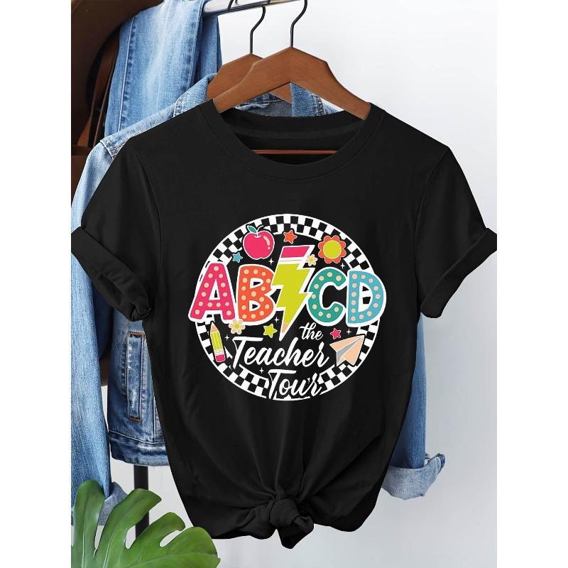 

Plus Size - Plus Size - Teacher S Fun, Teaching Moments with The ABCD The Teacher Tour Featuring Patterns of Apples, Pencils, Stars S чёрный