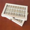 Specimen Box,Elegant Wooden Jewelry Storage Tray Box With Glass Lid,27 Compartments Jewelry Tray Organizer,Ideal For Rings,Bracelets,Gems Stone