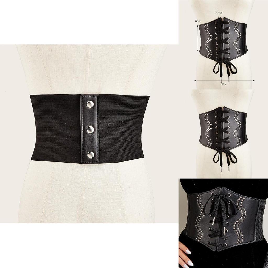 Fashionable Rivet And Strap Design Elastic Waistband For Womens Dress Accessories