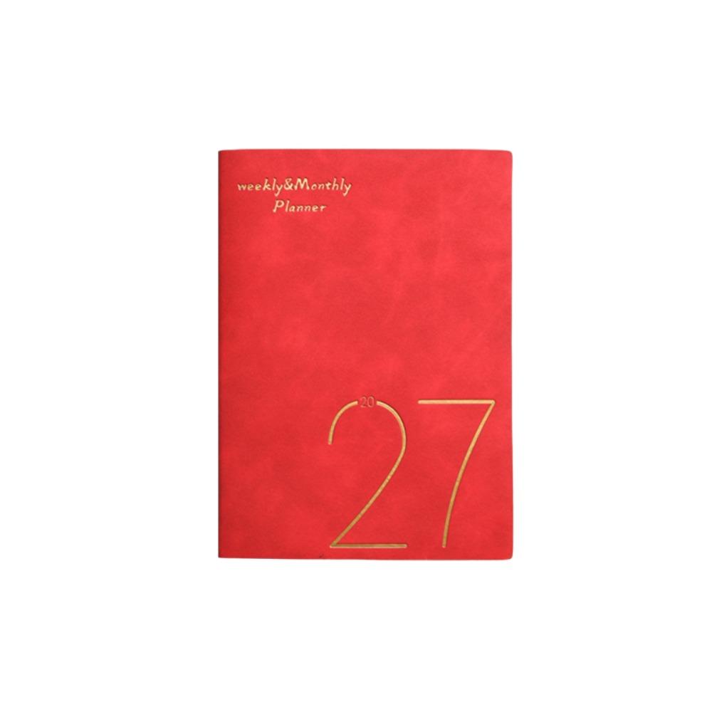 PU Leather Cover 2027 Planner Notebooks Wear-resistant Daily/Weekly/Monthly Agenda Book  School
