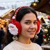 Sequin Detail Christmas Plush Earmuff Soft Fabric Cartoon Santa Headband  Cute Lovers