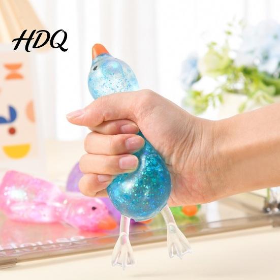 Portable Stress Ball Transparent Glitter Duck Squeeze Toy, Mini Anxiety Relief Toy Sensory Slow Rising Animal Shape