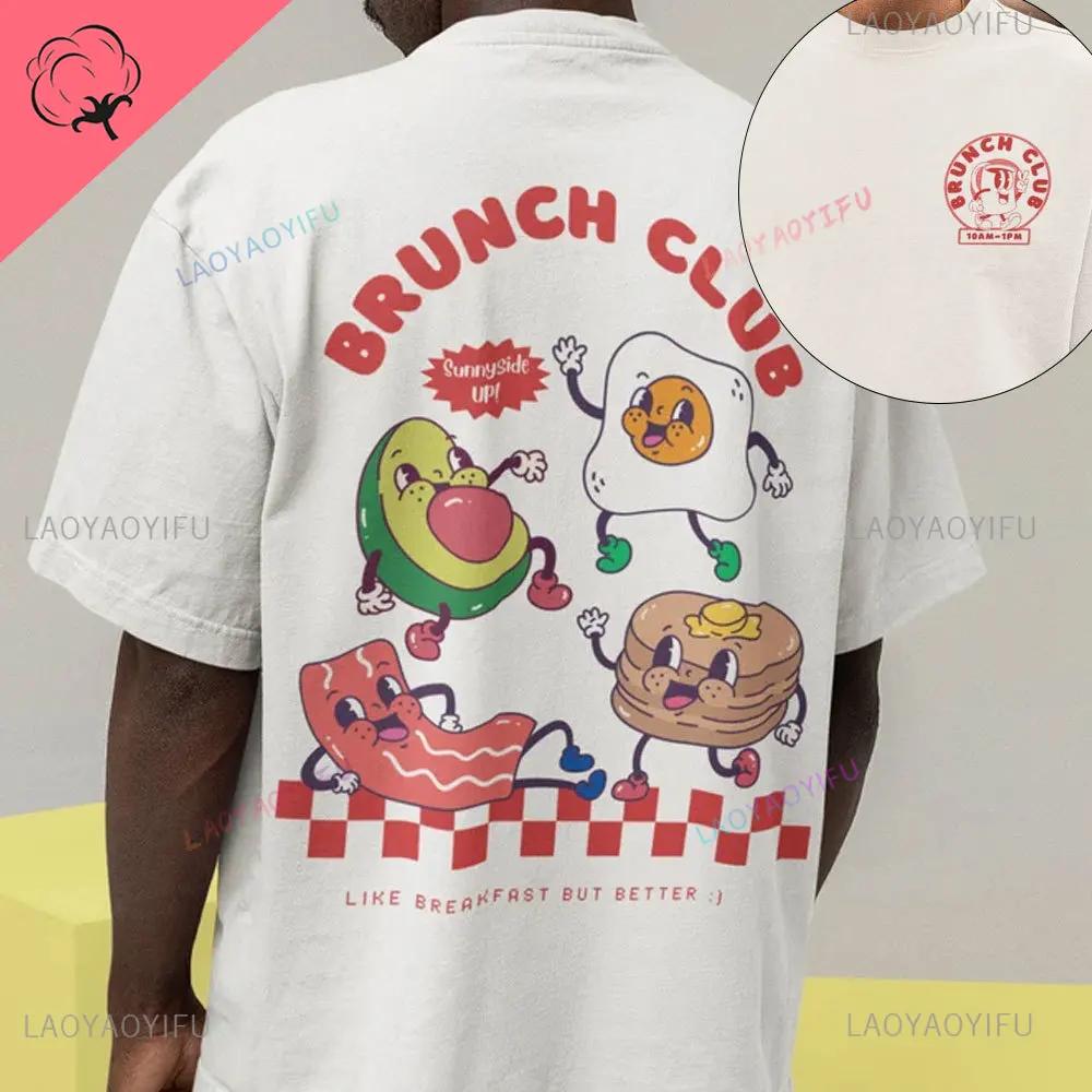 

Футболка унисекс в стиле ретро Breakfast Club с двухсторонним принтом Футболка с винтажным принтом Y2K Bohemian Breakfast Restaurant с графическими футболками XXXL