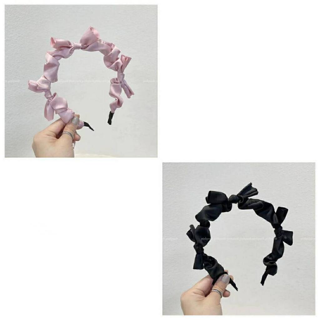 Korean version ins summer bow headband solid color sweet fabric headband wearing versatile hair accessories for women