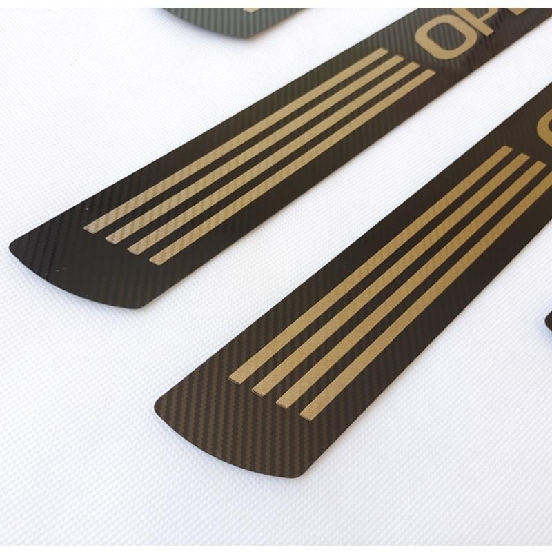 Black Carbon Fiber Stainless Steel Car Door Cover Outside Door Sill Plate For Opel Astra Zafira Corsa Mokka Car Styling