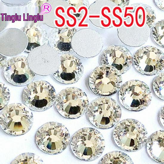 Transparent White Czech Glass Flat Back Rhinestones SS3-SS30 for DIY Phone Stickers