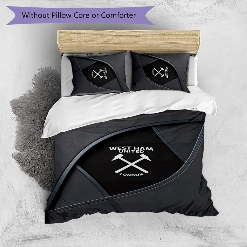 Set Lenzuola Stampato West Ham United Football 3 Pezzi, Comodo Set Copripiumino per Camera da Letto Amico della Pelle