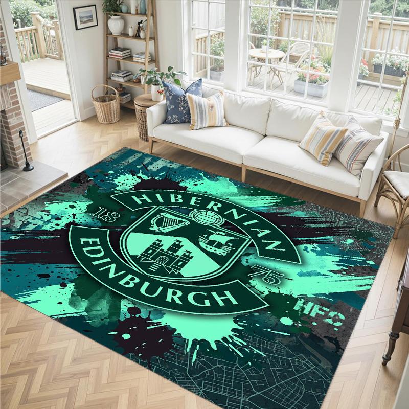 Hibernian FC Design Crystal Velvet Carpet Cozy Non?Slip Printed Rug For Bedroom Living Room Entrance