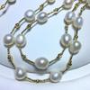 Multi-way Wear 14K Gold-Filled Freshwater Baroque Pearl Necklace with Rose Clasp, Sweater Chain
