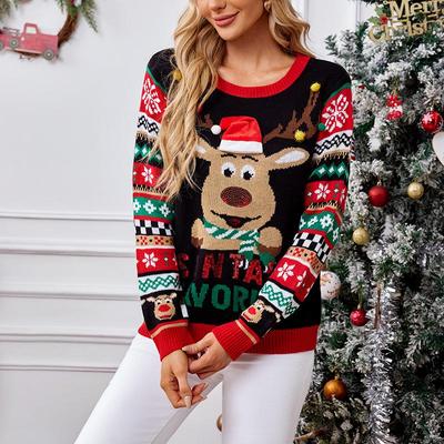 2024 Loose Fit Christmas Sweater: Women’s Knitted Round Neck for Autumn-Winter