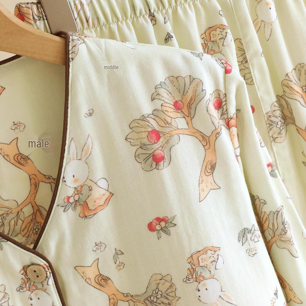 Women's Cotton Pajamas Set with Removable Chest Pads, Long-Sleeve and Pant, Casual Loose Fit for Autumn and Spring. Suitable for Home or Outdoor Wear.