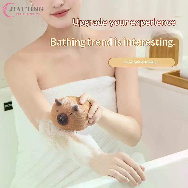 Bath PU Sponge Capybara Shaped Bath Sponge Ball Soft Foaming Back Scrubber For Kids Gentle Exfoliating And Massage Cleaning Tool