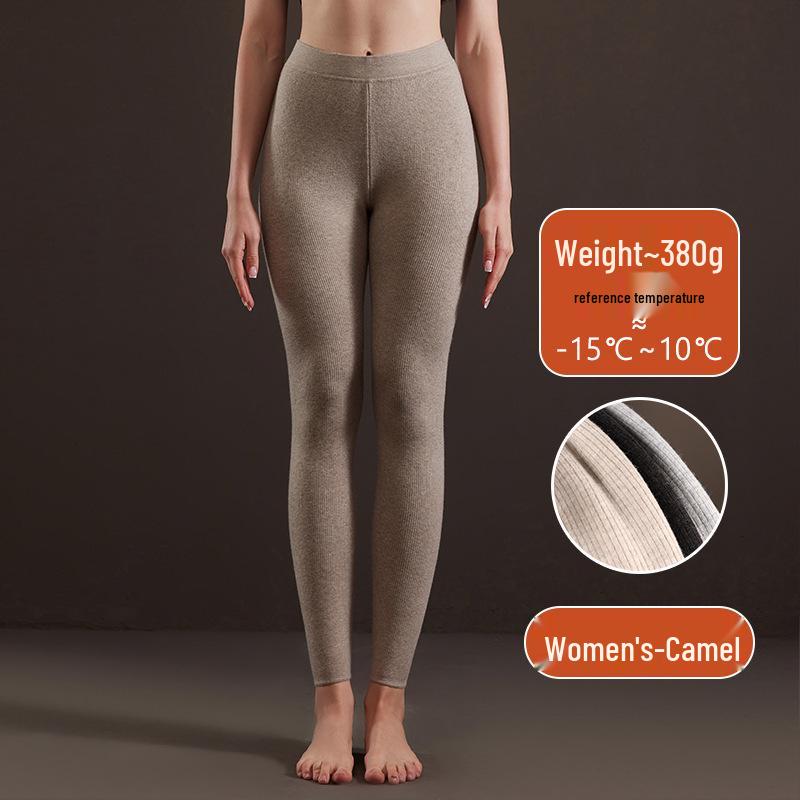 Men's and Women's High Waist Wool Cashmere Pants - Thick & Slim Fit for Winter Base Layer Wear