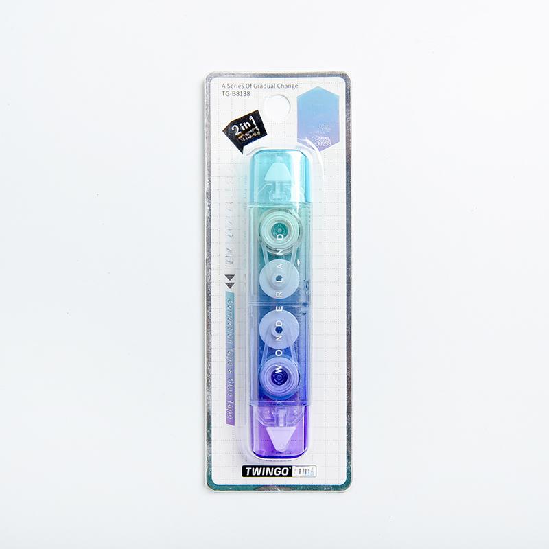 1pcs Gradual Color Correction Tape & Glue Tape Rainbow Design 2 In 1 Dual-side Correcting & Adhesive F7414