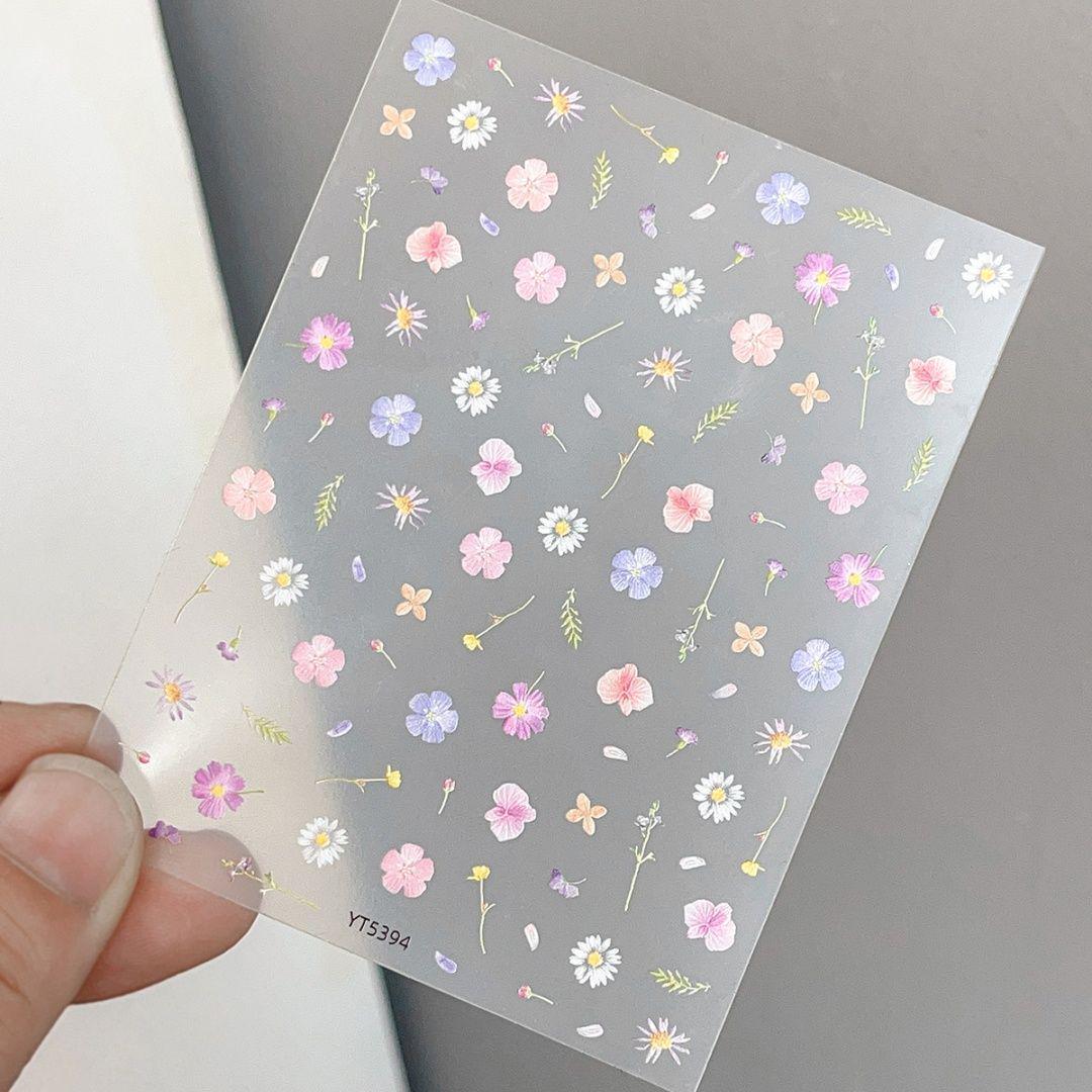 

Рельєфні Реалістичні Наклейки для Манікюру з Сухоцвітами - Японський Стиль Графіті Дикі Квіти Colorful Realistic Small Flowers