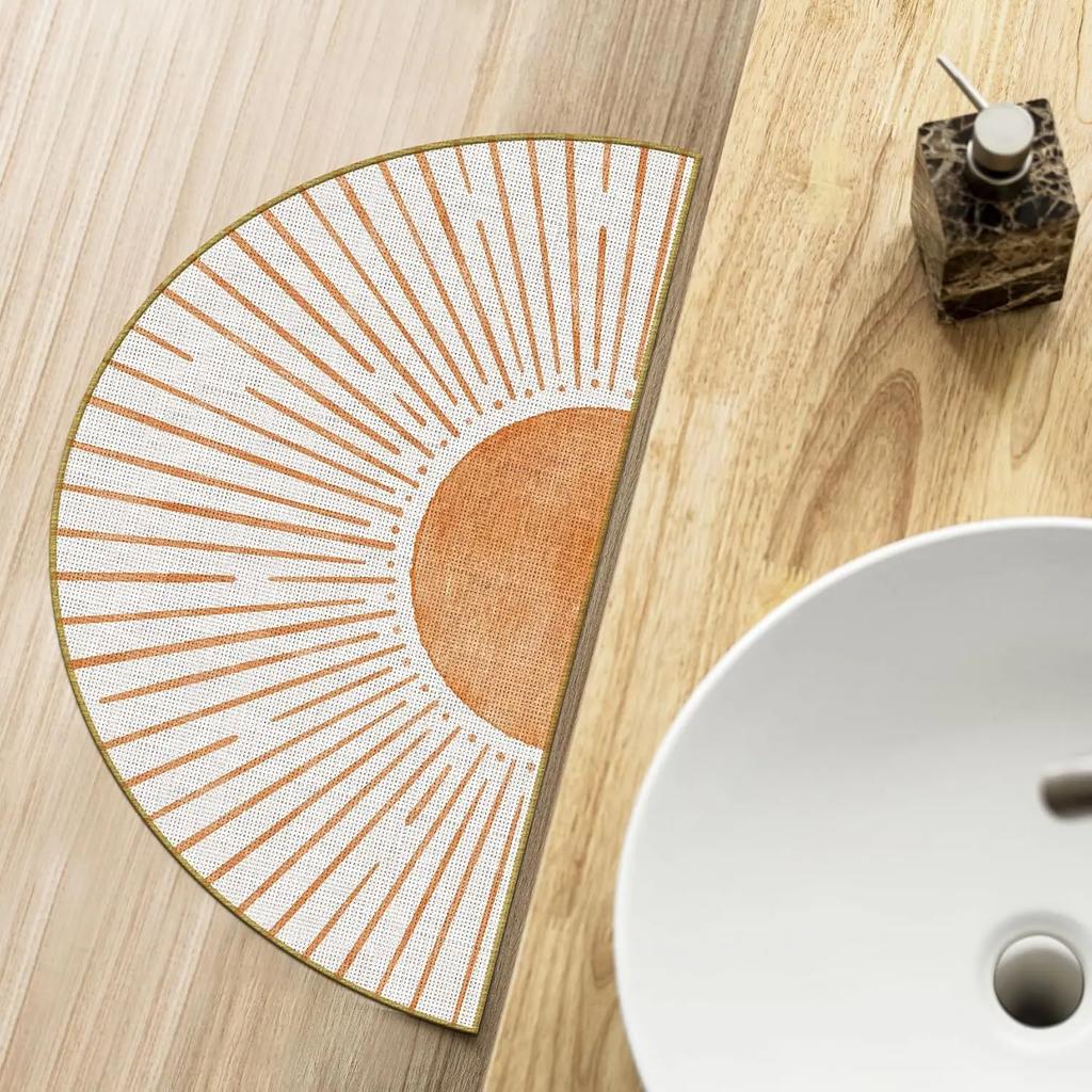 Semi-Circular Line Floor Mat Is Easy To Clean Bathroom Door Mat, Indoor And Outdoor Entrance Carpet, Home Decoration